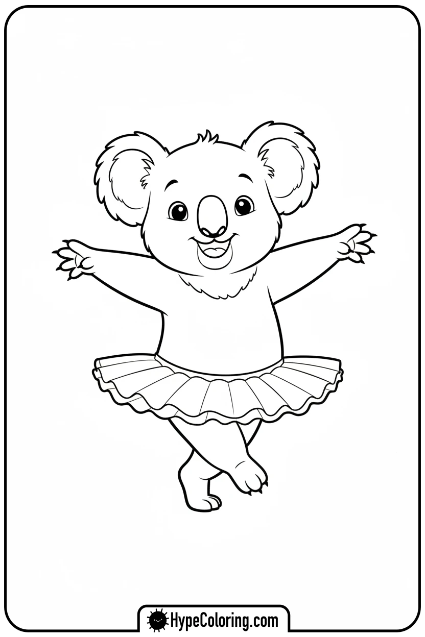 koala-dancing - koala bear coloring page