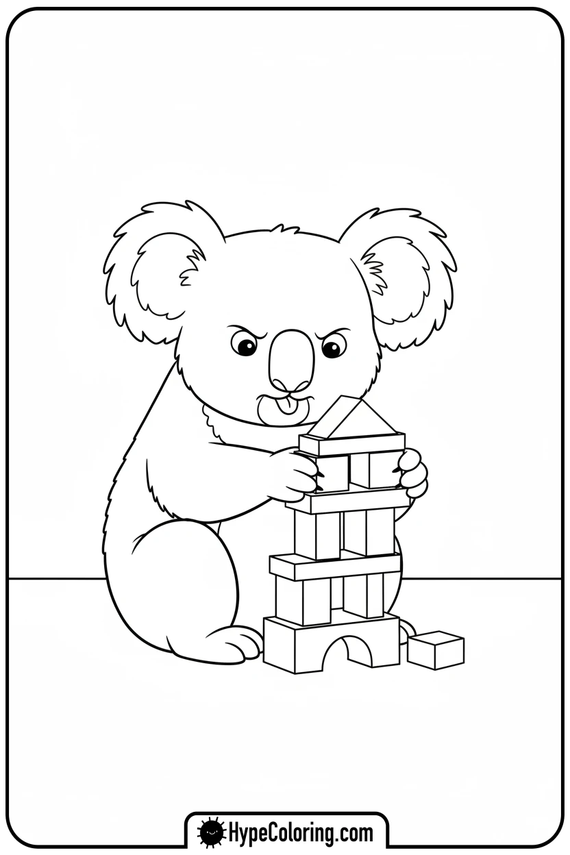 koala-building-blocks - koala bear coloring page
