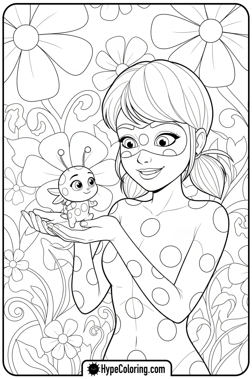 ladybug-holding-tikki - ladybug miraculous coloring pages