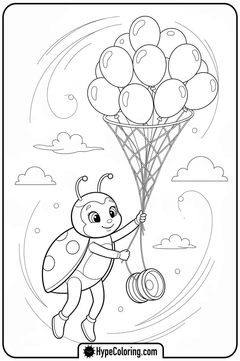 ladybug-catching-balloons - ladybug miraculous coloring pages