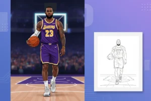 lebron-james-confidently-walking-onto - lebron james coloring page