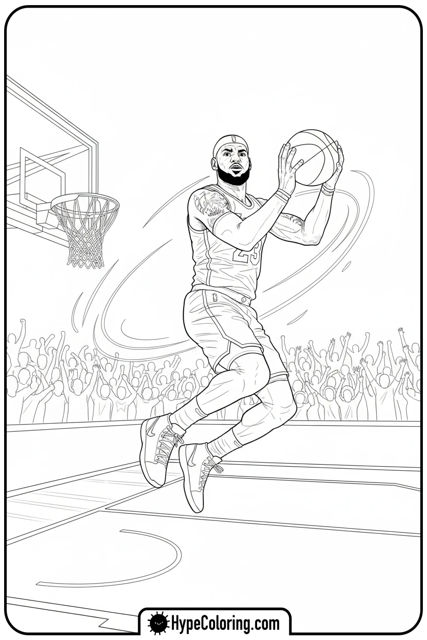 Click to download PDF lebron-shooting-a-jump-shot - lebron james coloring page