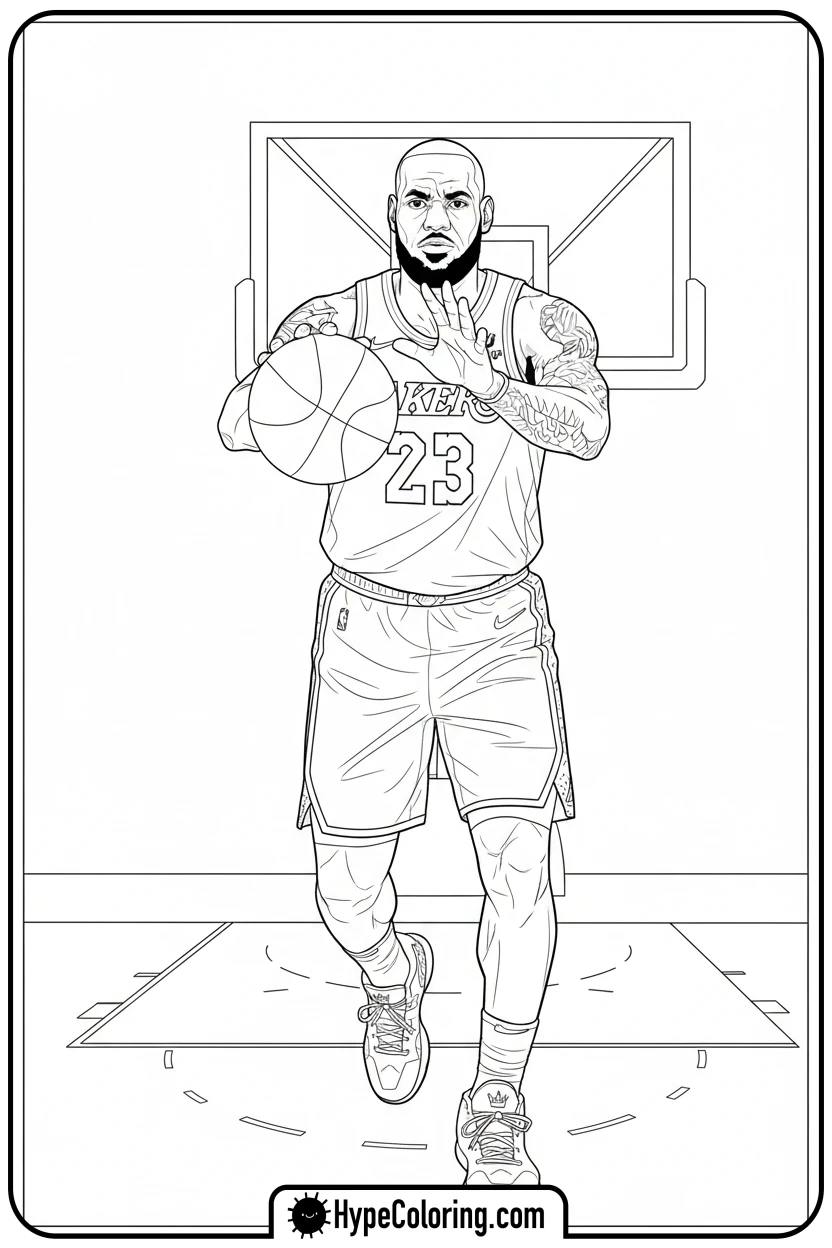 Click to download PDF lebron-passing-basketball - lebron james coloring page