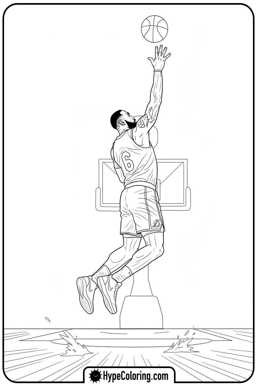 Click to download PDF lebron-grabbing-a-rebound - lebron james coloring page