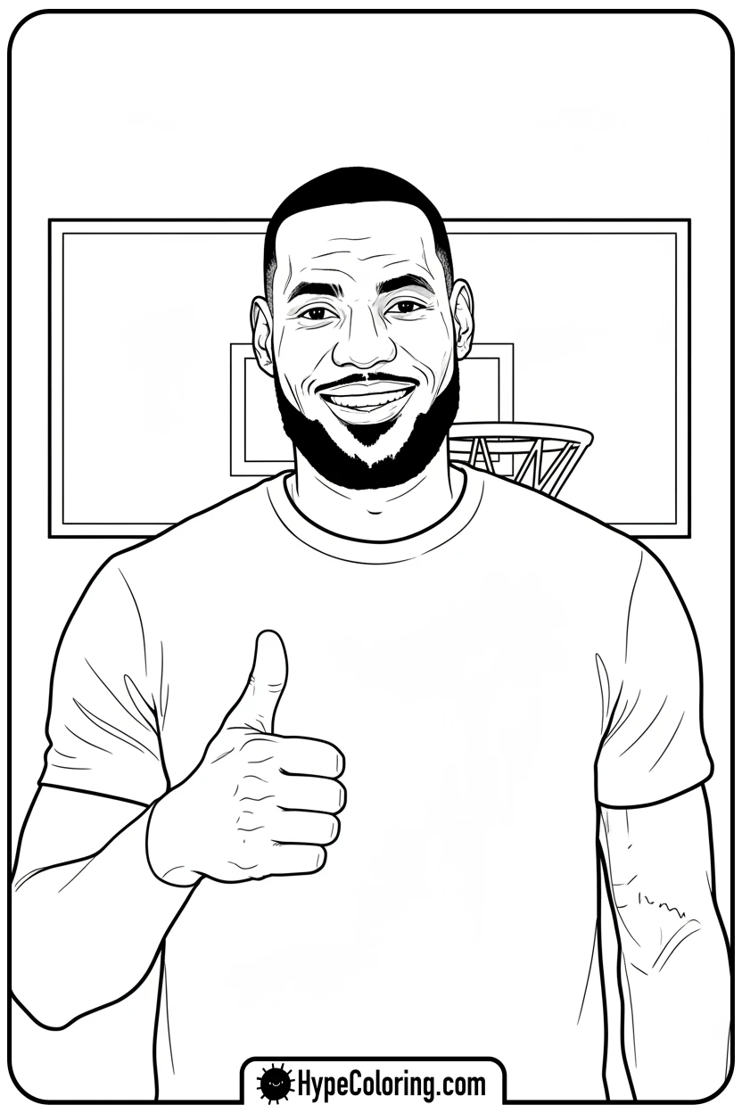 Click to download PDF lebron-giving-thumbs-up - lebron james coloring page
