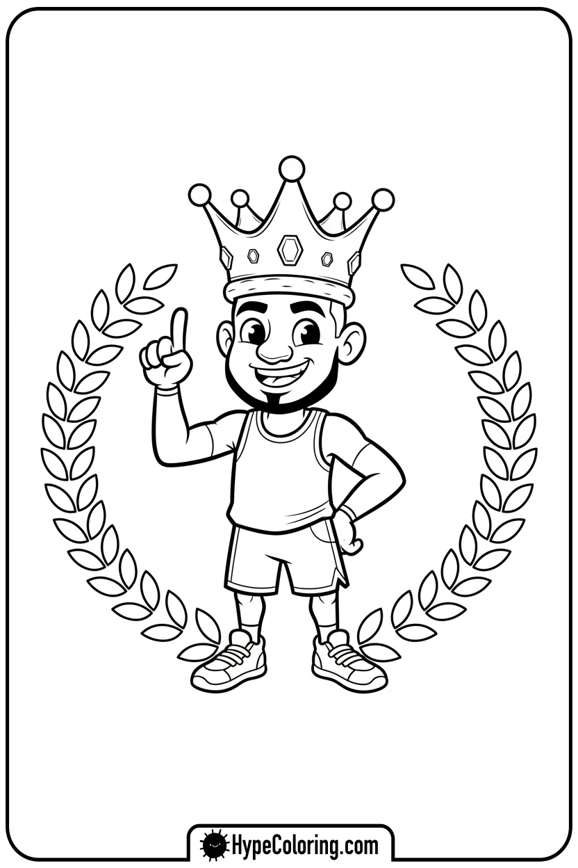 Click to download PDF lebron-wearing-a-crown - lebron james coloring page