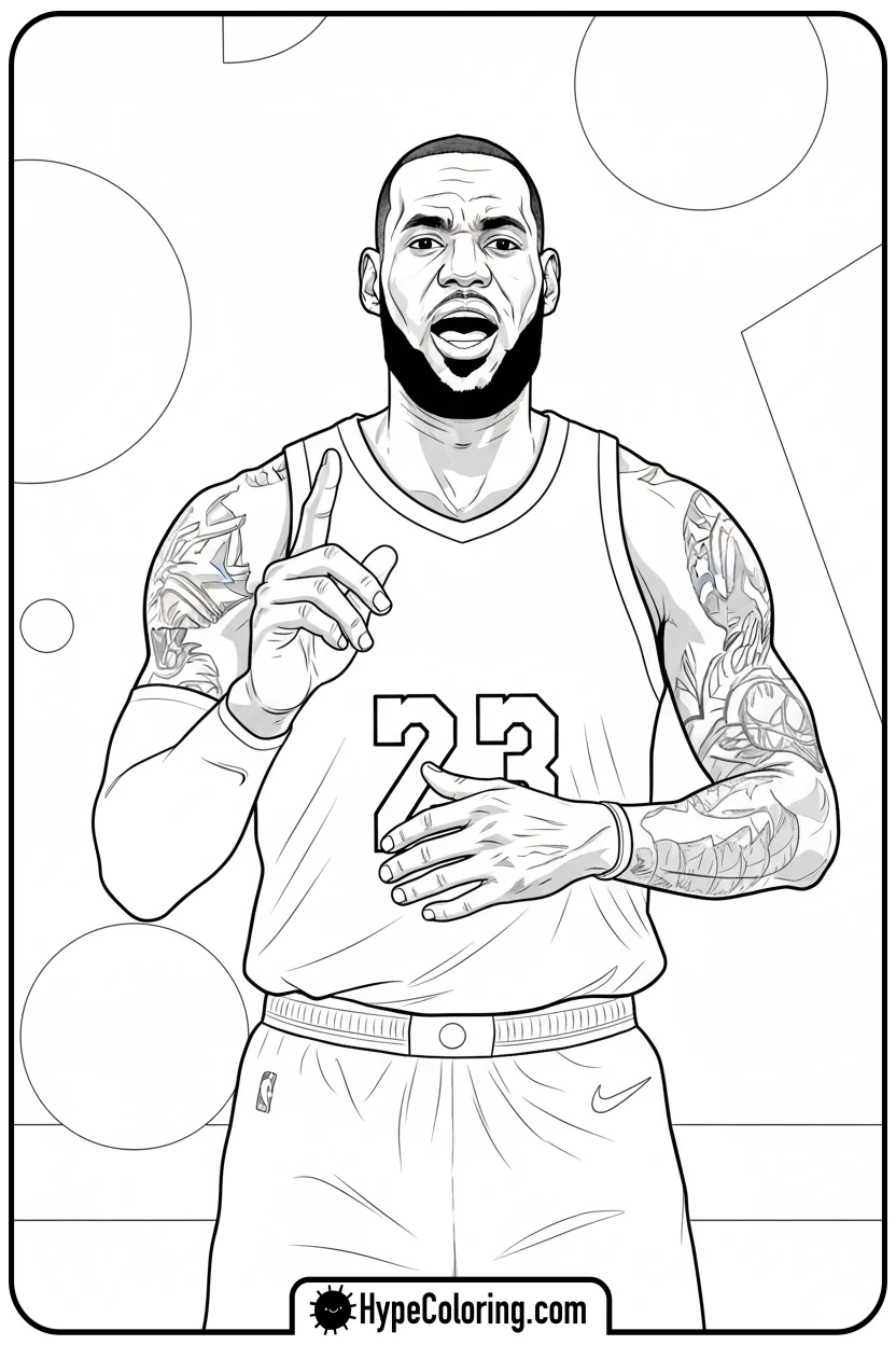 Click to download PDF lebron-giving-a-motivational-talk - lebron james coloring page