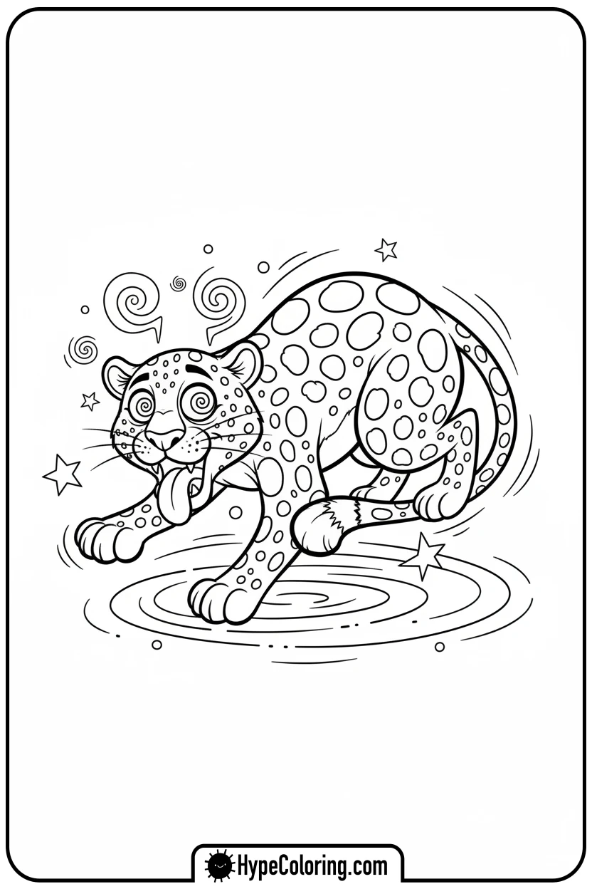 leopard-chasing-its-tail - leopard coloring page