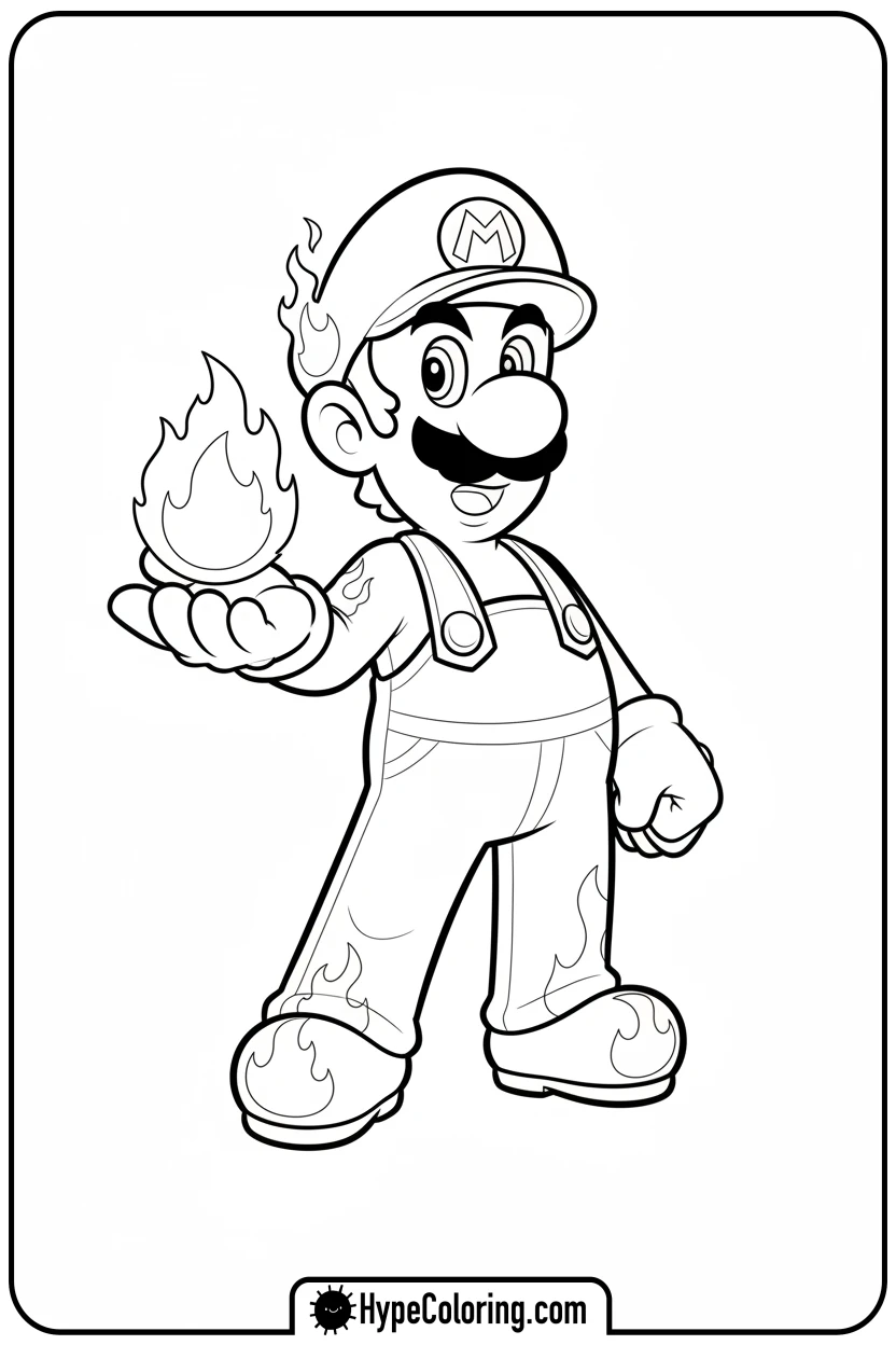 fire-luigi-ready-to-throw-fireball - luigi mario coloring pages