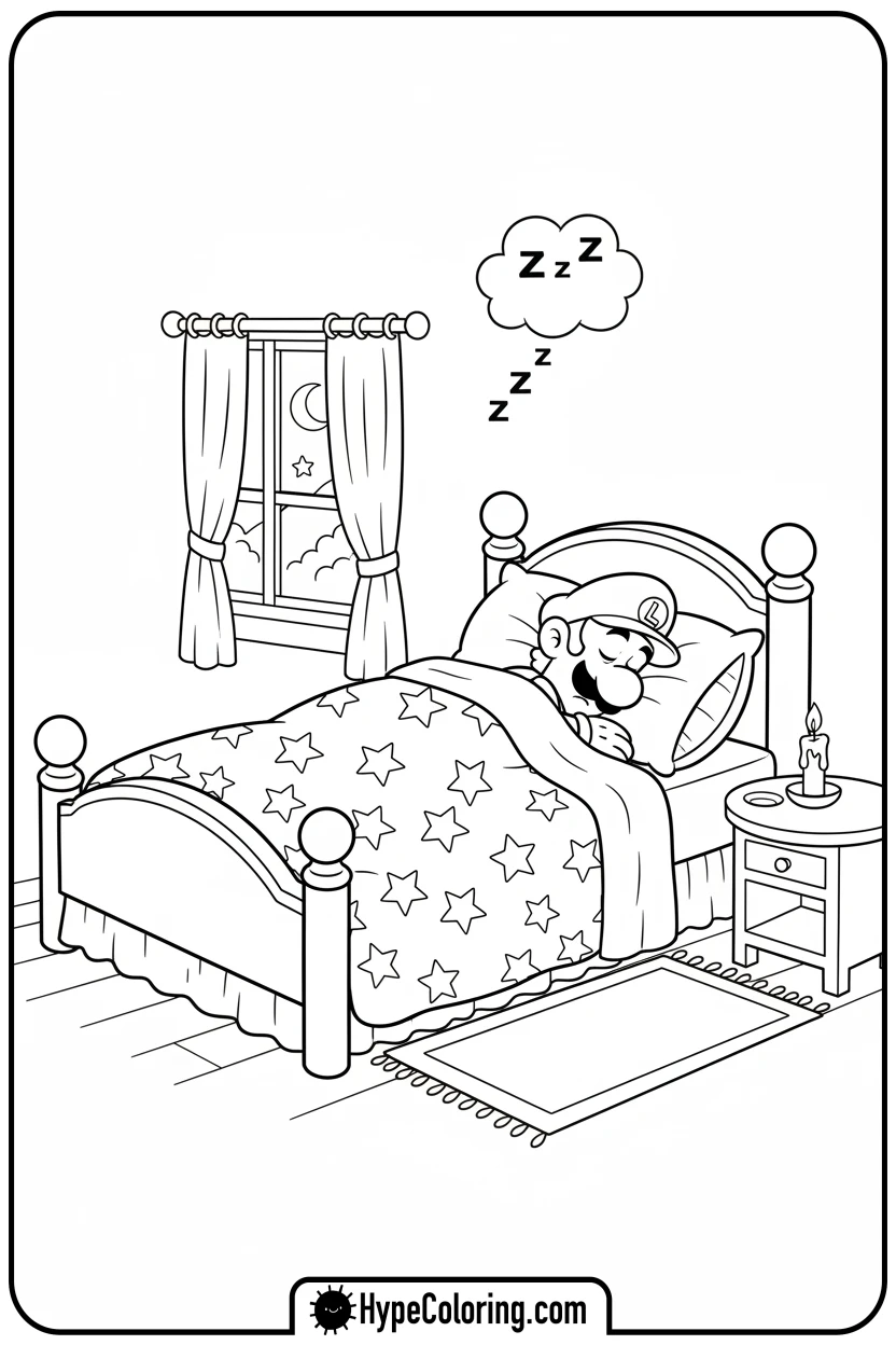 luigi-sleeping-peacefully - luigi mario coloring pages