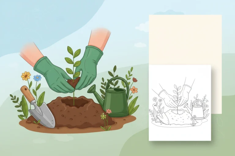 a-person-with-gardening-gloves - make coloring book pages from photos