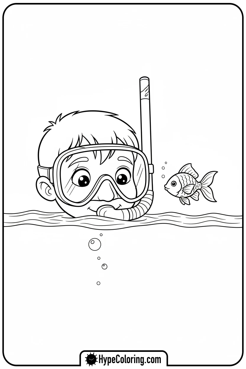 child-snorkeling - make coloring book pages from photos