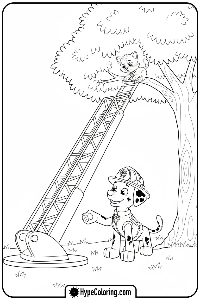 marshall-rescuing-kitten - marshall from paw patrol coloring pages