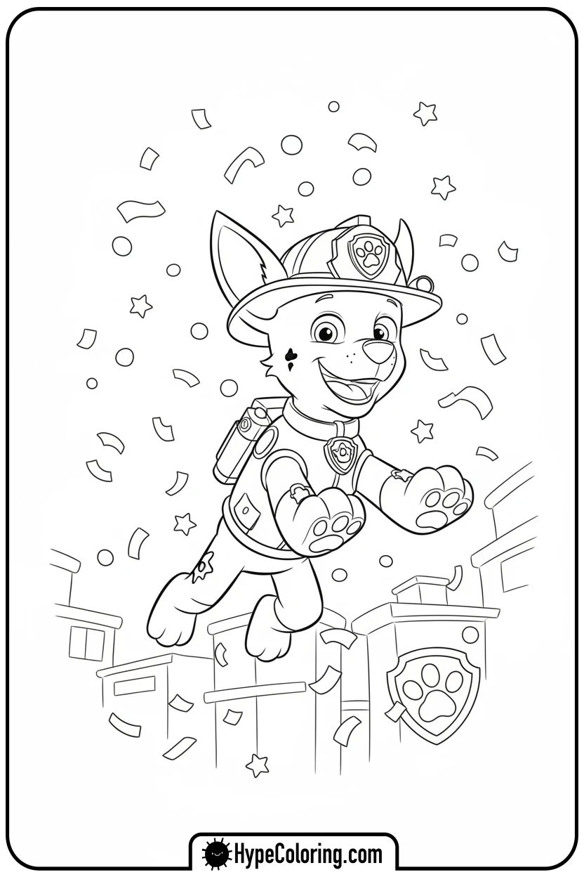 marshall-jumping-with-confetti - marshall from paw patrol coloring pages