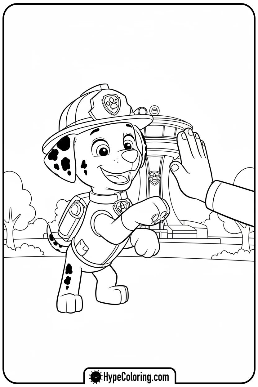 marshall-giving-high-five - marshall from paw patrol coloring pages