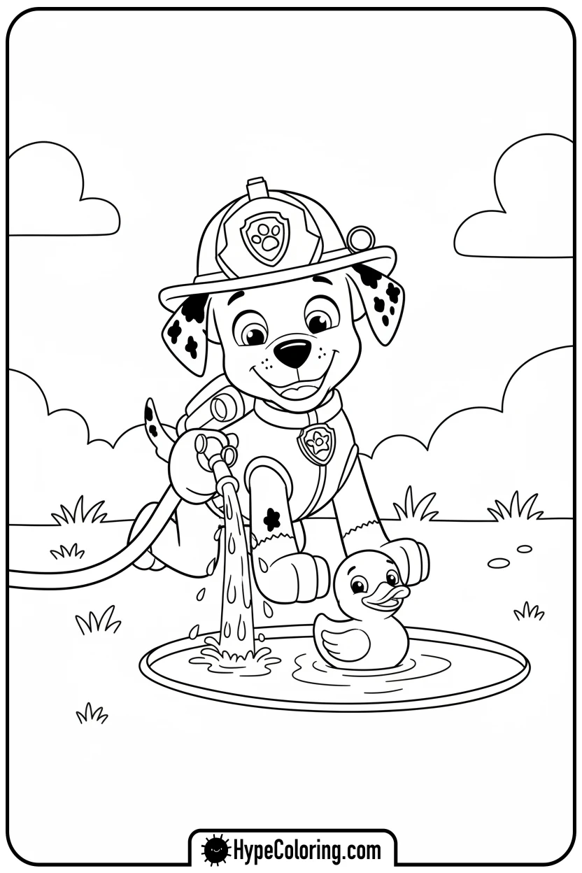 marshall-spraying-duck - marshall from paw patrol coloring pages