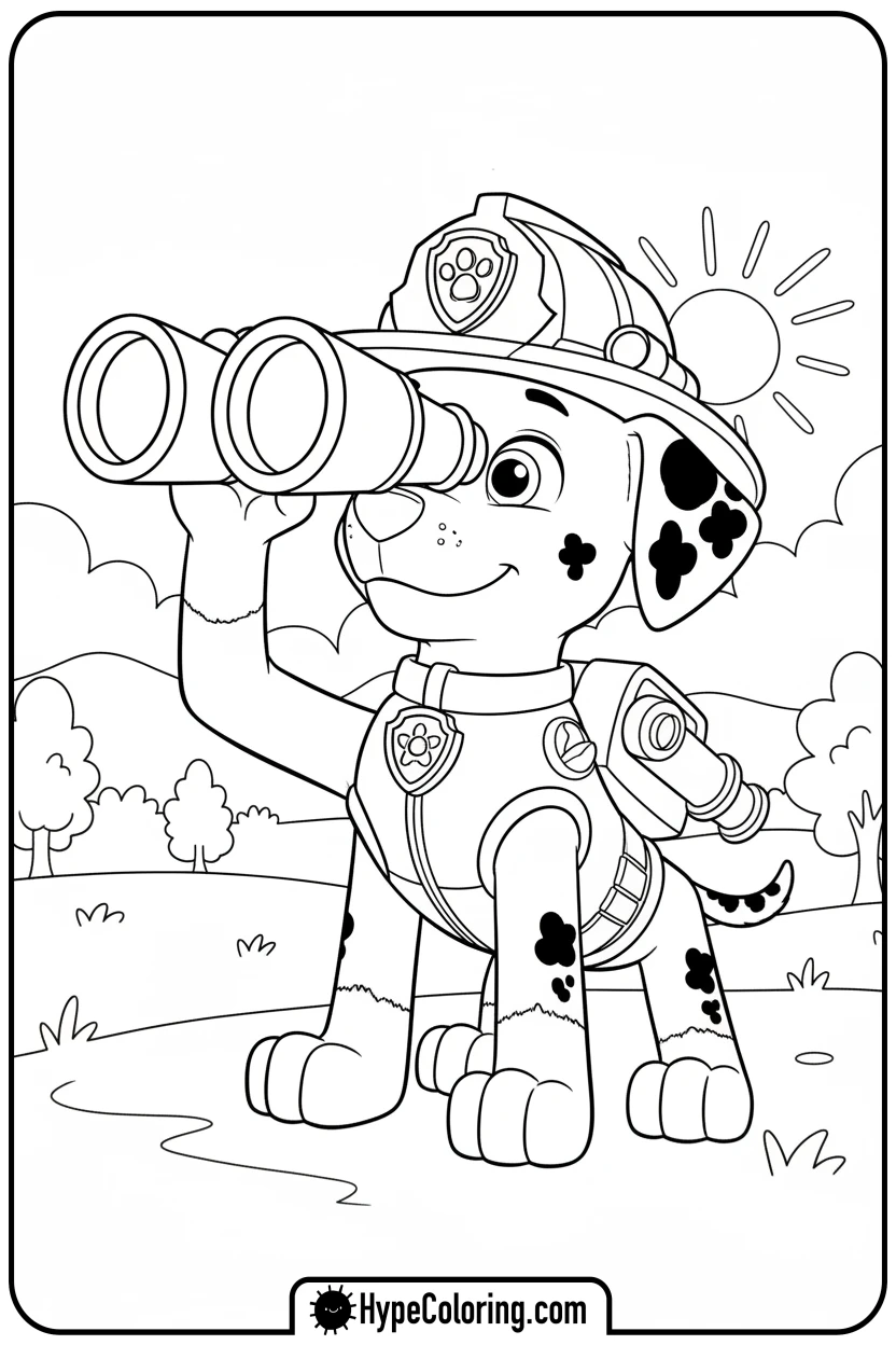 marshall-using-binoculars - marshall from paw patrol coloring pages