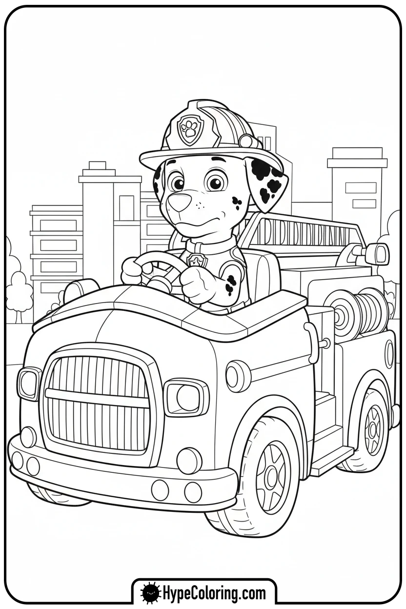 marshall-driving-fire-truck - marshall from paw patrol coloring pages