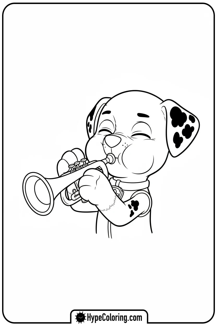 marshall-playing-trumpet - marshall from paw patrol coloring pages