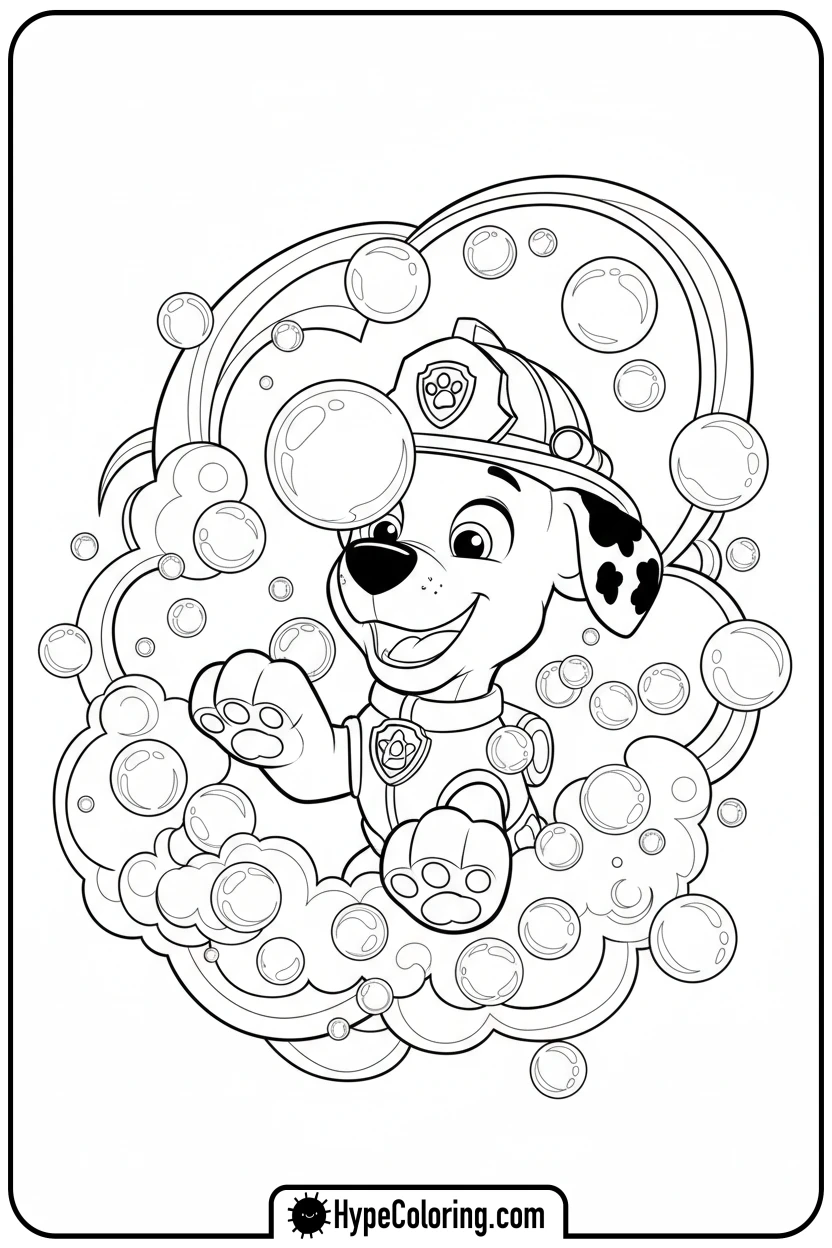 marshall-with-bubbles - marshall from paw patrol coloring pages