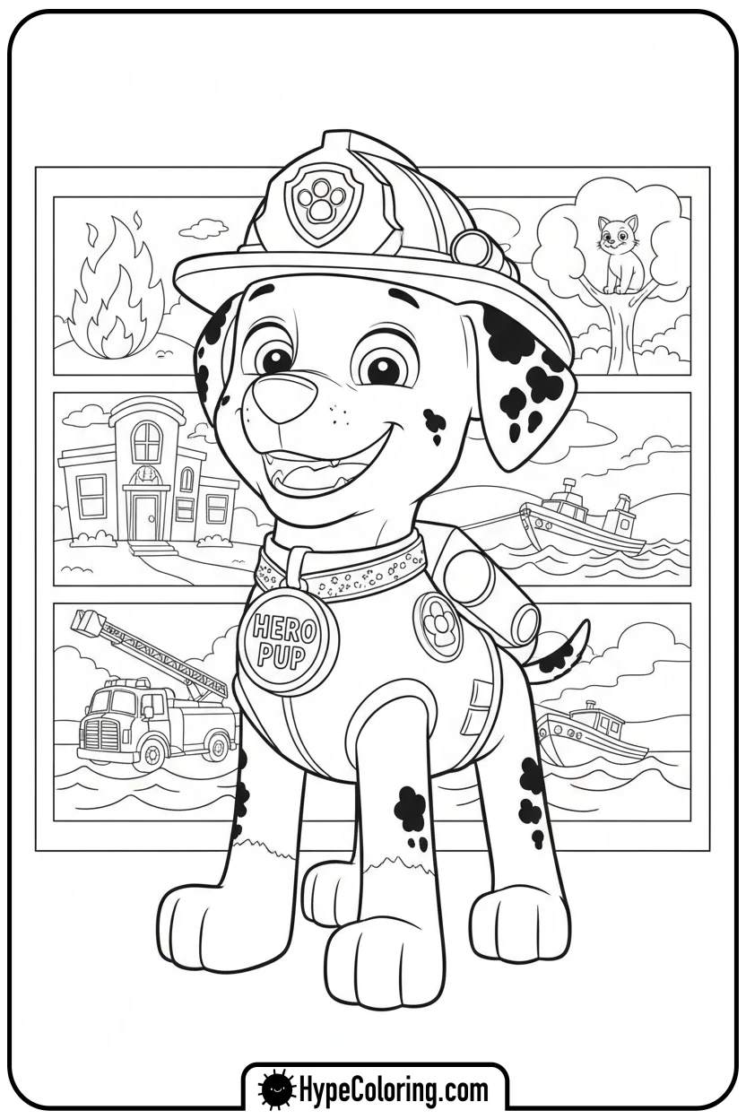 marshall-with-medal - marshall from paw patrol coloring pages