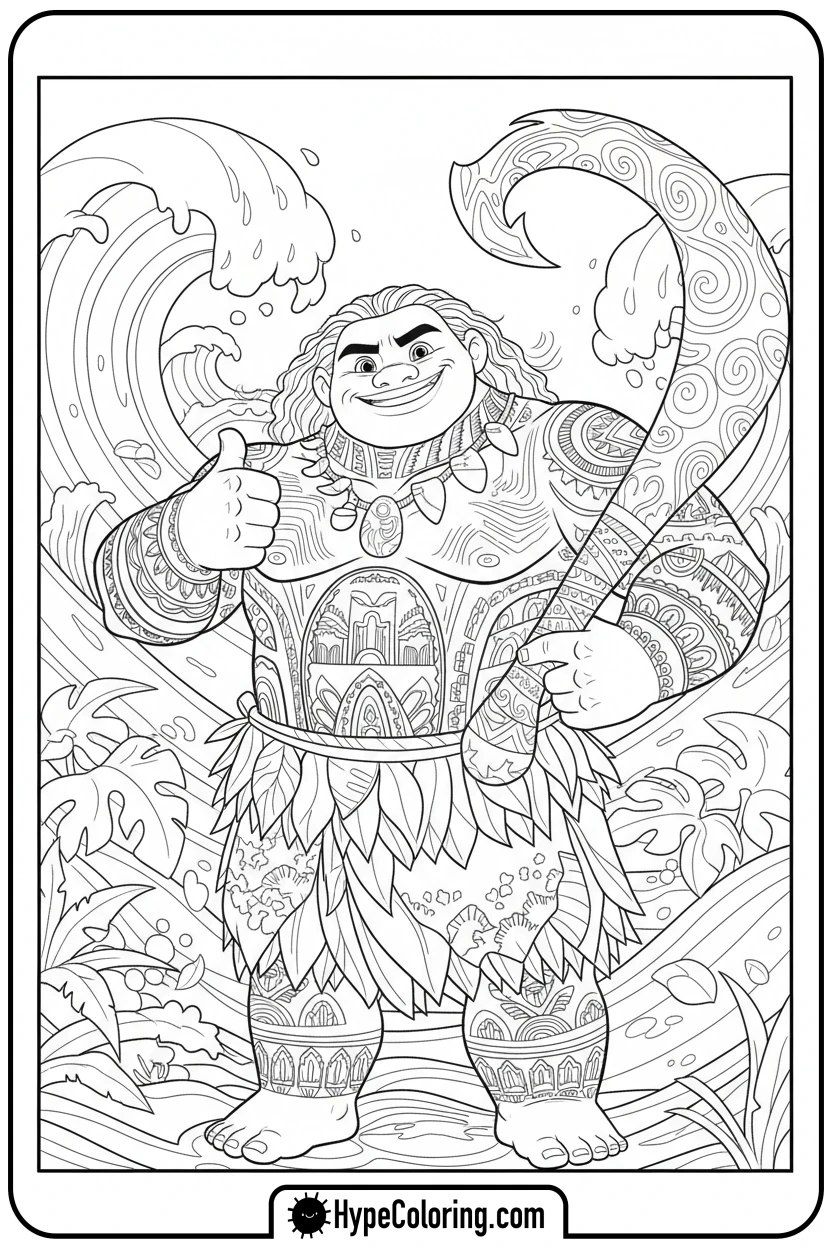 maui-giving-thumbs-up - maui coloring pages