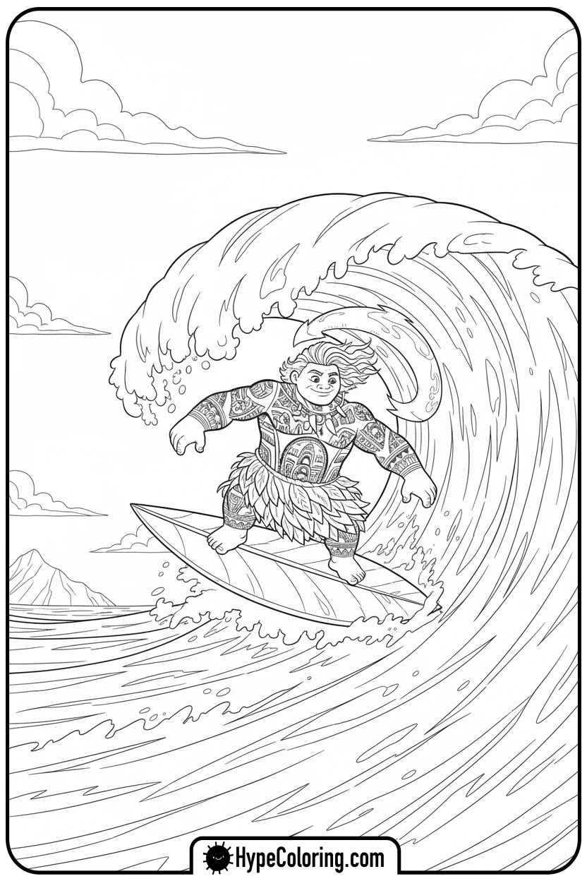 maui-surfing-a-giant-wave - maui coloring pages