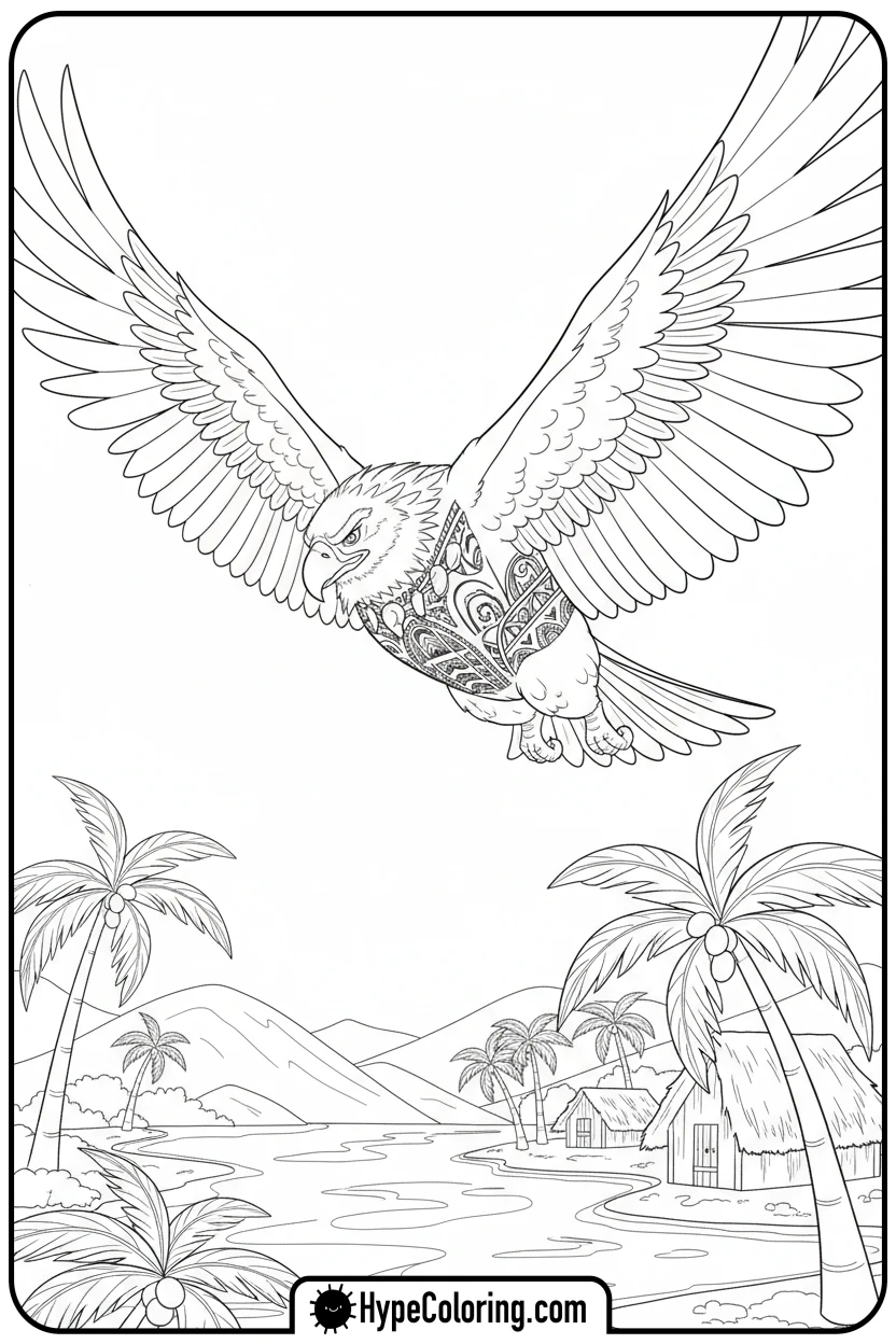 maui-flying-as-a-hawk - maui coloring pages