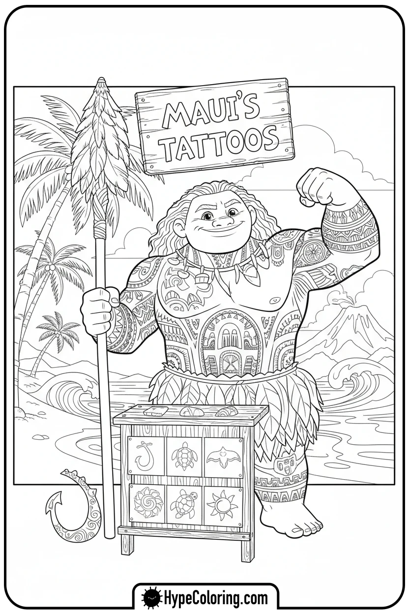 maui-s-tattoo-stand - maui coloring pages