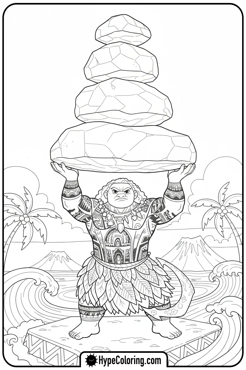 maui-balancing-a-stack-of-rocks - maui coloring pages
