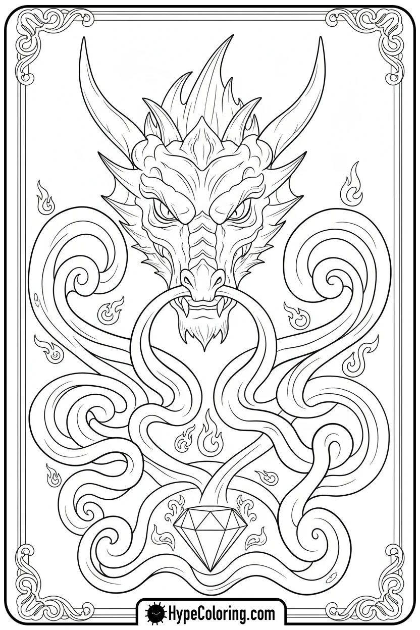dragon-smoke-maze-to-gem - maze coloring pages