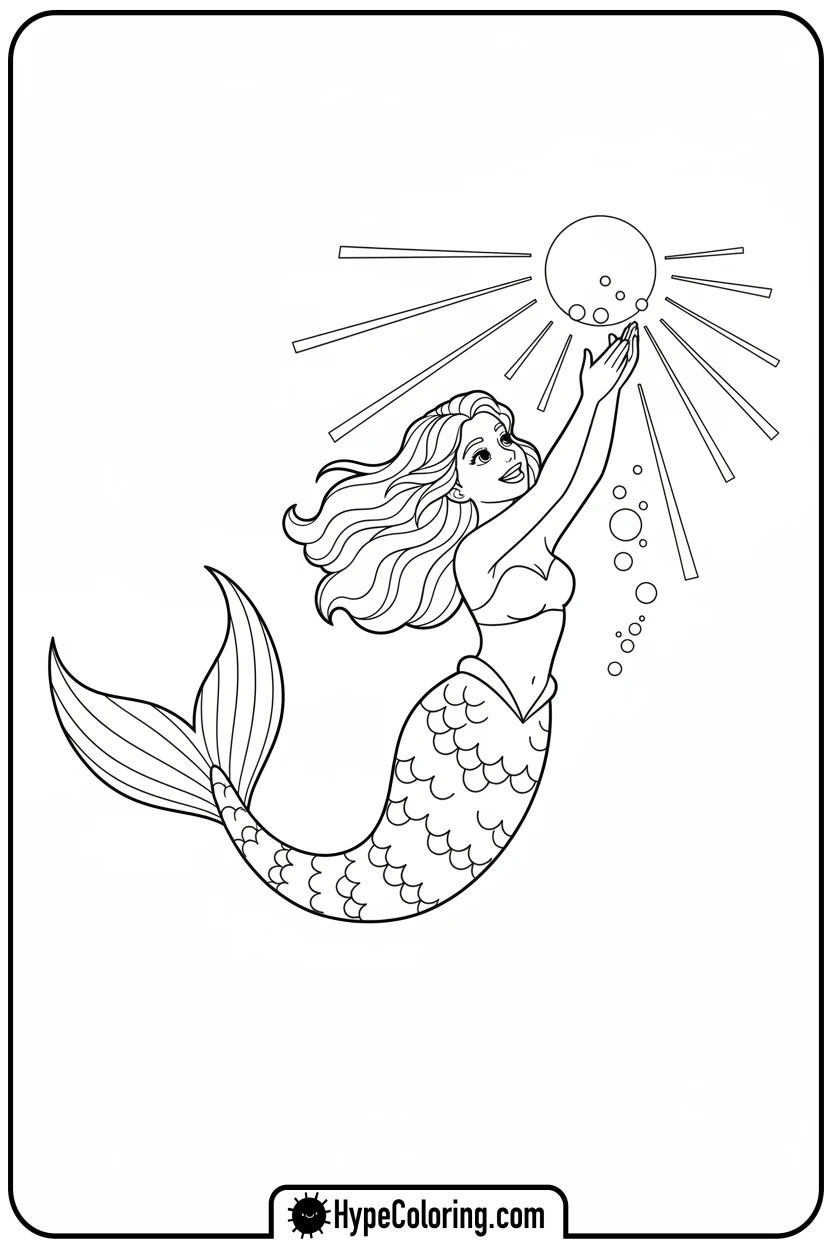 mermaid-swimming-upwards-playfully - mermaid coloring pages printable