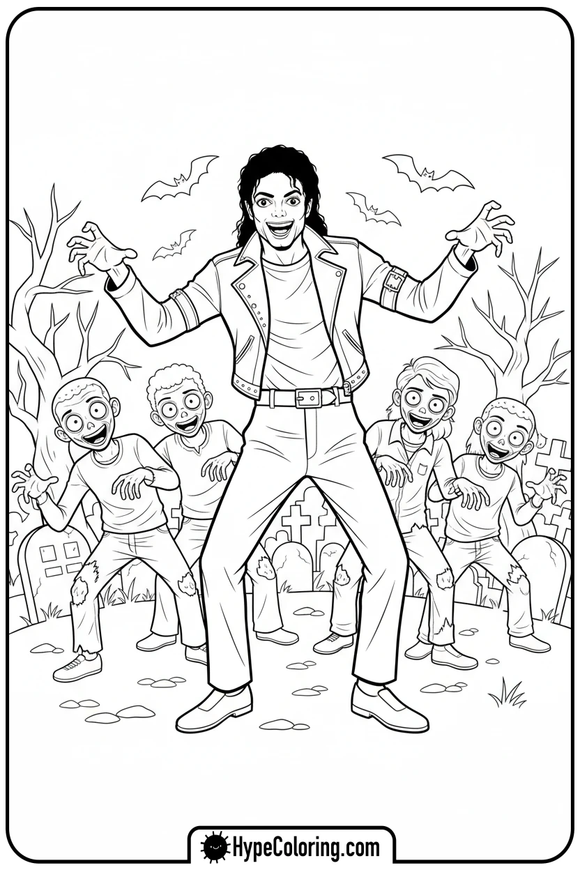mj-doing-thriller-dance-with-zombies - michael jackson coloring pages
