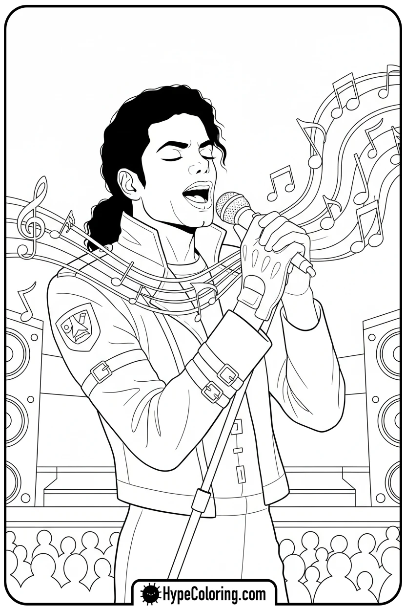 mj-singing-into-a-microphone - michael jackson coloring pages