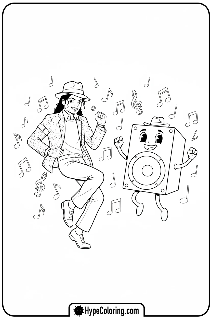 mj-dancing-with-a-giant-speaker - michael jackson coloring pages