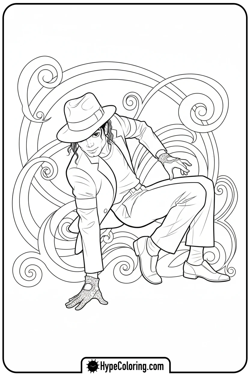 mj-striking-a-dynamic-floor-pose - michael jackson coloring pages