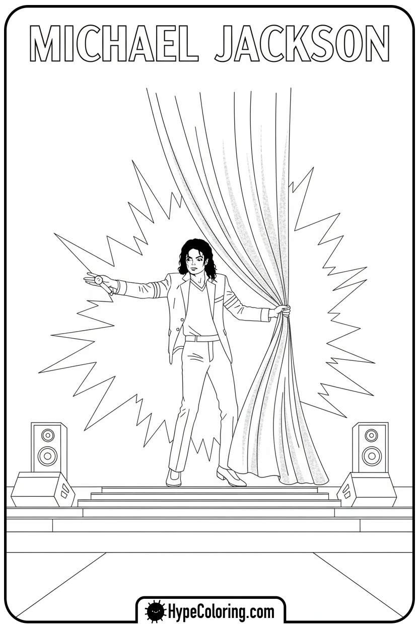 mj-appearing-on-stage-from-curtain - michael jackson coloring pages