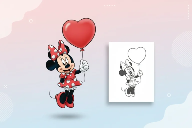 minnie-mouse-holding-a-large - minnie mouse printable coloring pages