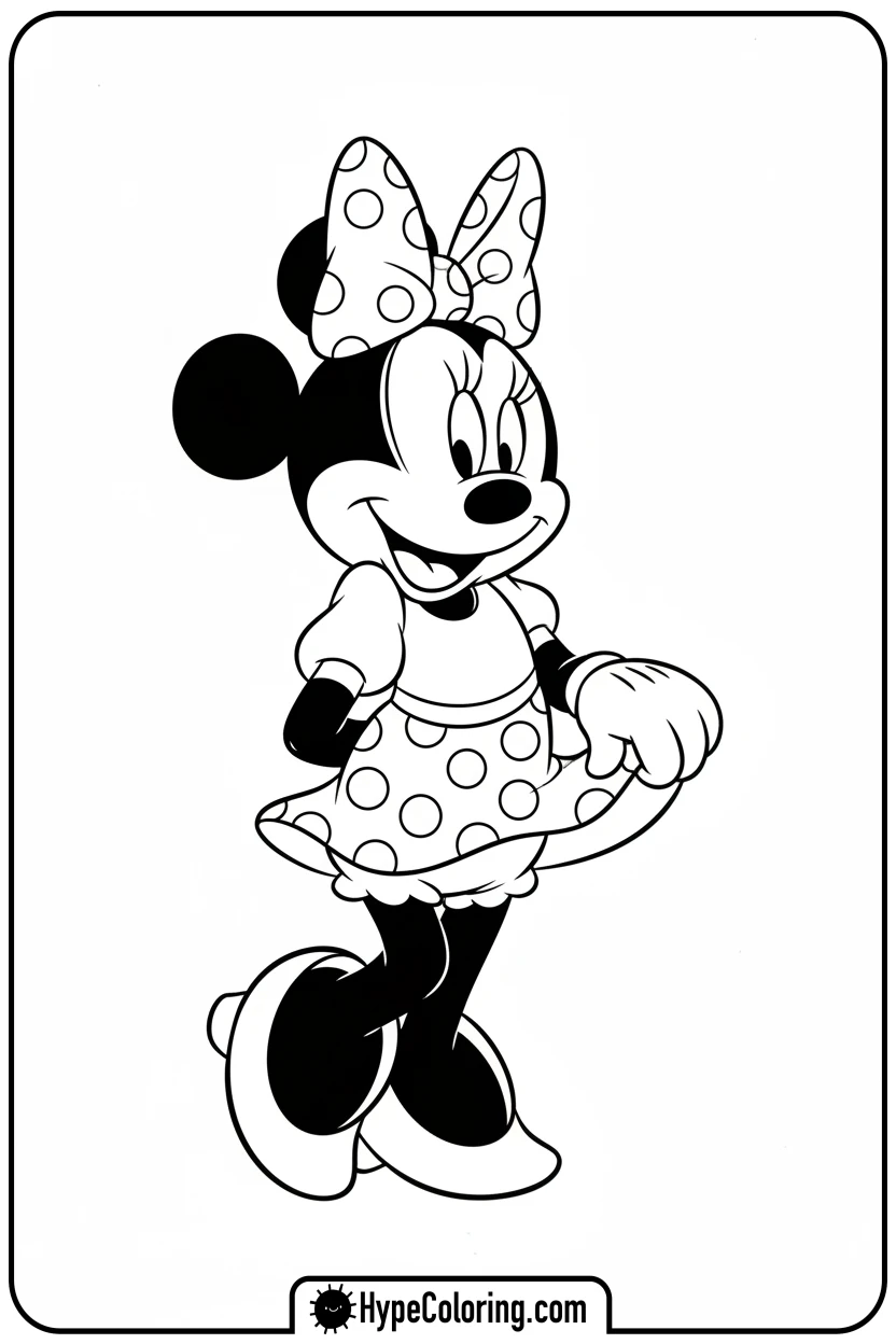 Click to download PDF minnie-mouse-curtsying - minnie mouse printable coloring pages