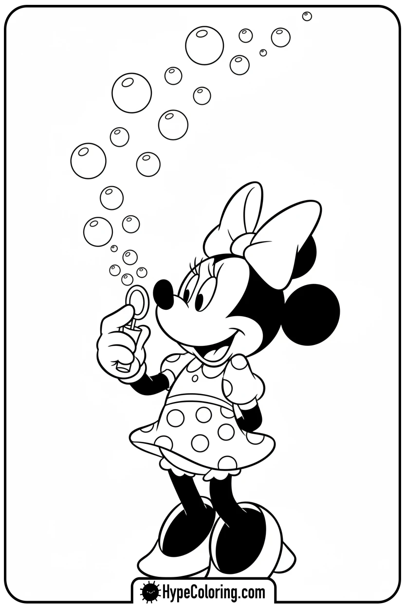 Click to download PDF minnie-mouse-blowing-bubbles - minnie mouse printable coloring pages