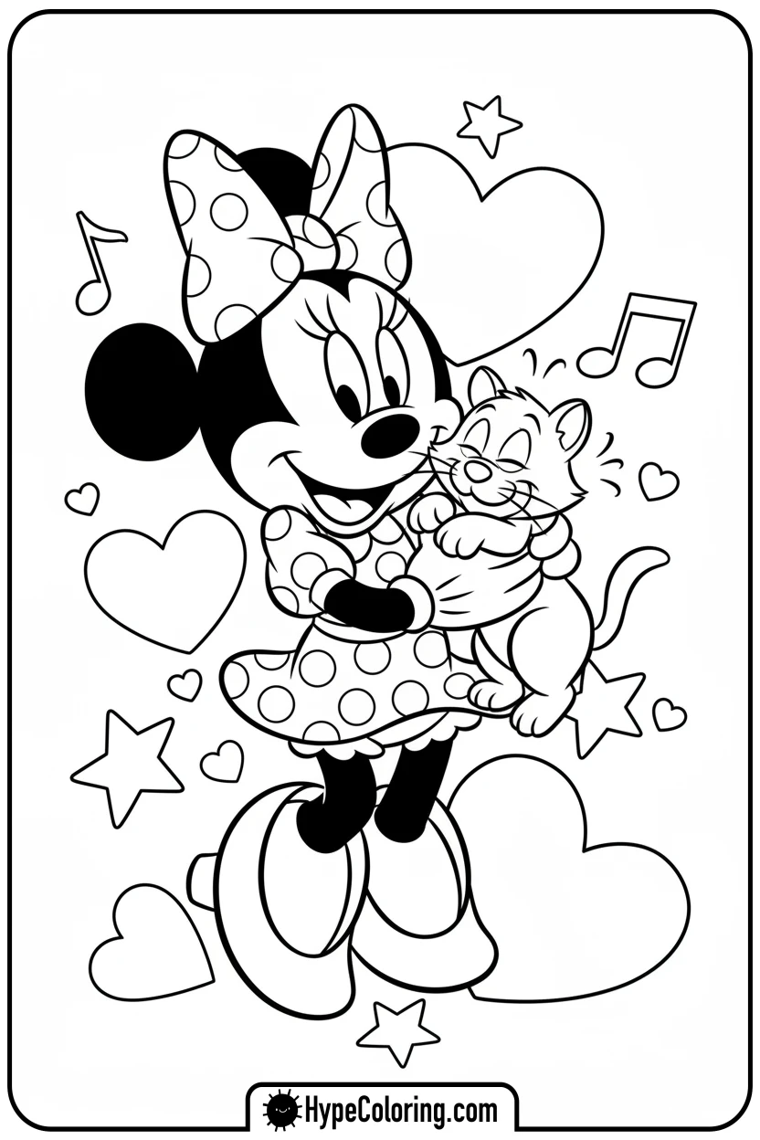 Click to download PDF minnie-mouse-hugging-figaro - minnie mouse printable coloring pages