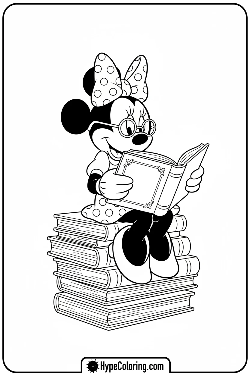 Click to download PDF minnie-mouse-reading-books - minnie mouse printable coloring pages