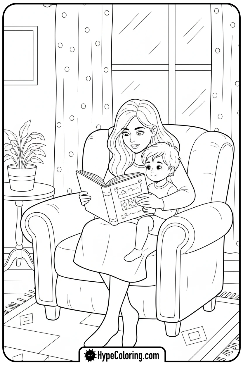 mom-reading-to-child - mom coloring pages