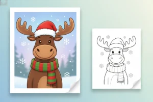 a-moose-wearing-a-warm - moose coloring pages