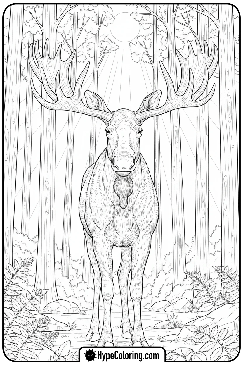 majestic-moose-in-forest - moose coloring pages