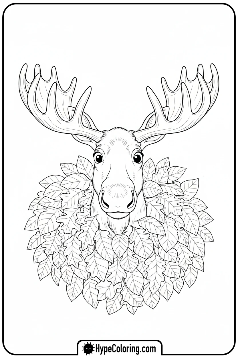 curious-moose-peeking - moose coloring pages