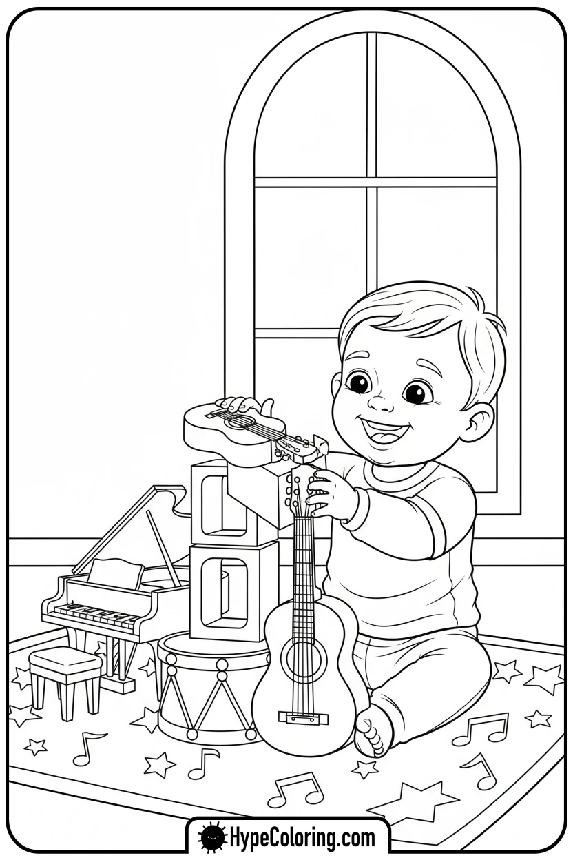 Click to download PDF toddler-stacking-instrument-blocks - music coloring page