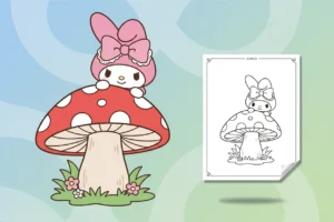 my-melody-playing-hide-and-seek-behind - my melody color pages
