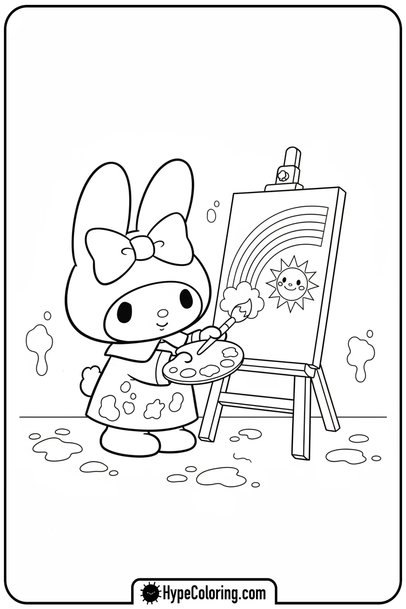 my-melody-painting-rainbow - my melody color pages