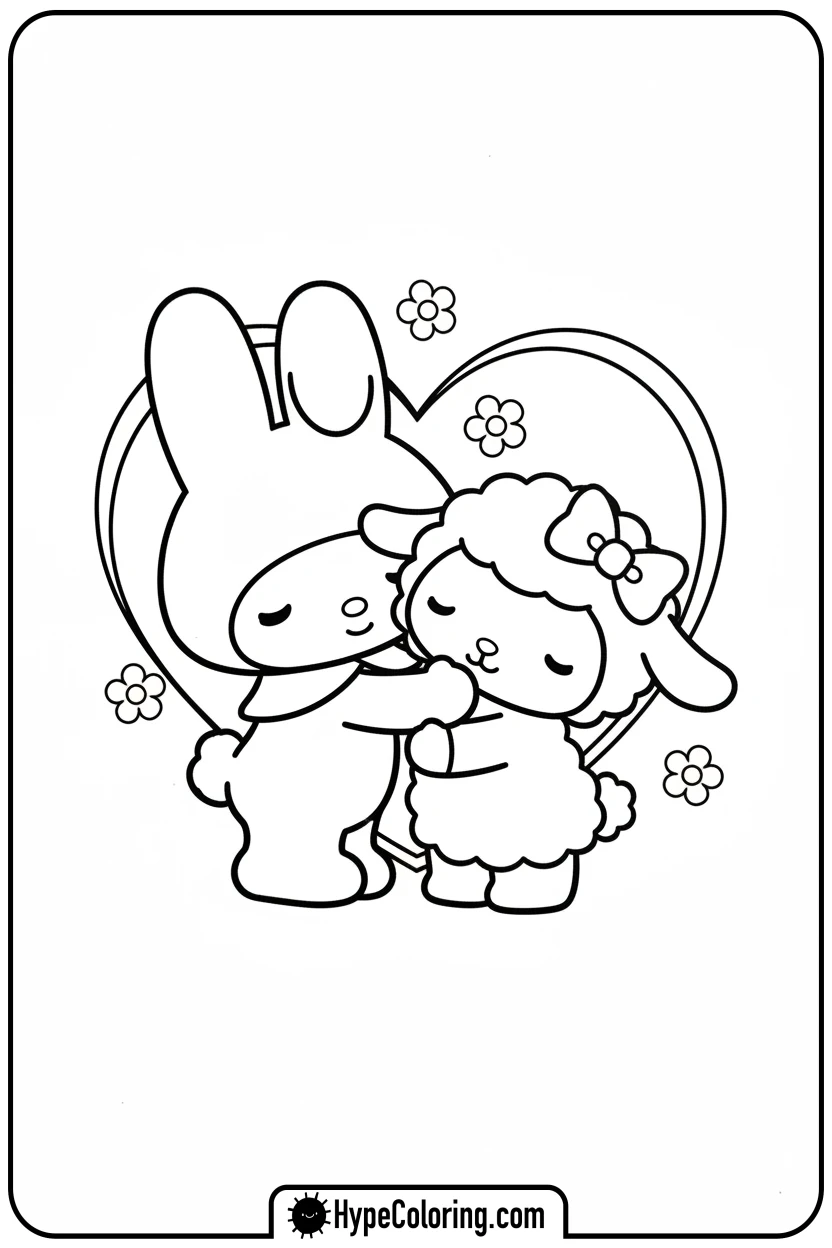 my-melody-hugging-my-sweet-piano - my melody color pages